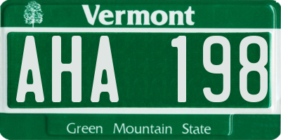 VT license plate AHA198