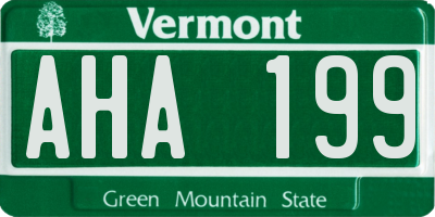 VT license plate AHA199