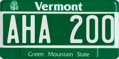 VT license plate AHA200