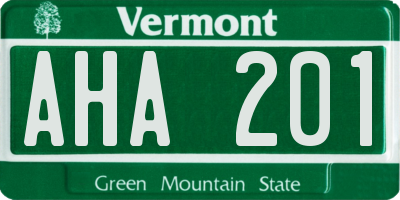 VT license plate AHA201