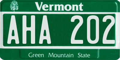 VT license plate AHA202