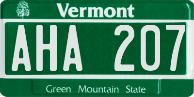 VT license plate AHA207