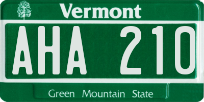 VT license plate AHA210