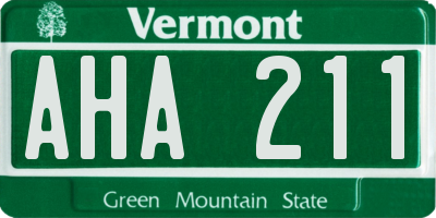 VT license plate AHA211