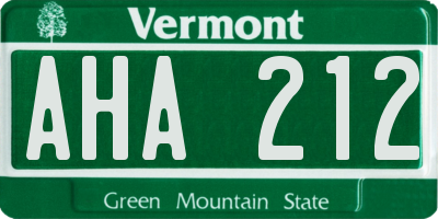 VT license plate AHA212