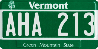 VT license plate AHA213