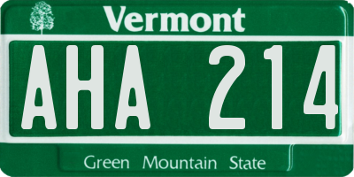 VT license plate AHA214