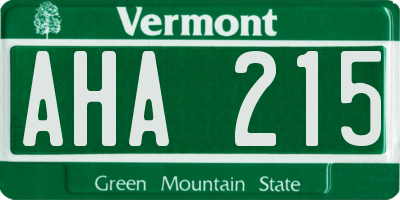 VT license plate AHA215