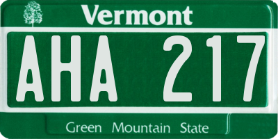 VT license plate AHA217
