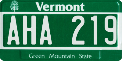 VT license plate AHA219