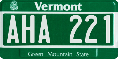 VT license plate AHA221