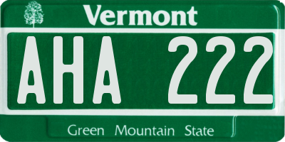 VT license plate AHA222