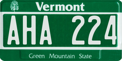 VT license plate AHA224