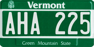VT license plate AHA225