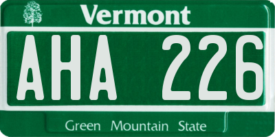 VT license plate AHA226