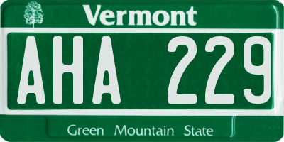 VT license plate AHA229