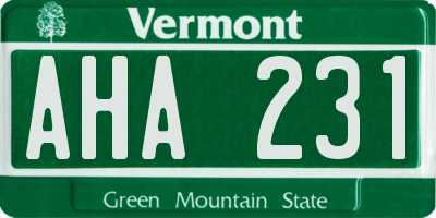 VT license plate AHA231