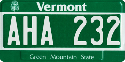 VT license plate AHA232