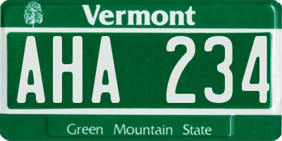 VT license plate AHA234