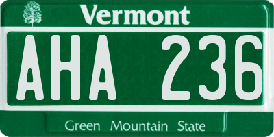 VT license plate AHA236
