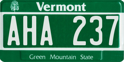 VT license plate AHA237