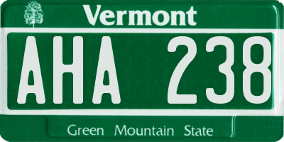 VT license plate AHA238