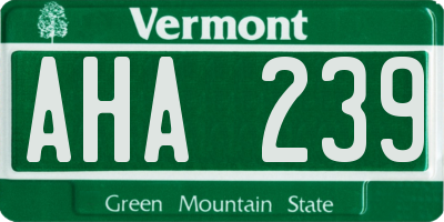 VT license plate AHA239