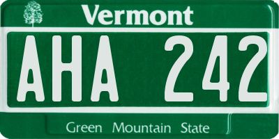 VT license plate AHA242