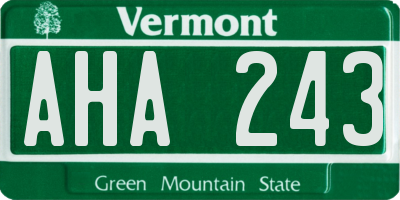 VT license plate AHA243