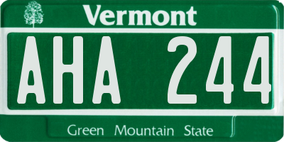 VT license plate AHA244