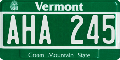 VT license plate AHA245
