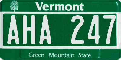 VT license plate AHA247