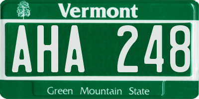 VT license plate AHA248