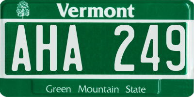 VT license plate AHA249