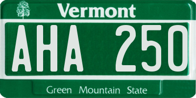 VT license plate AHA250