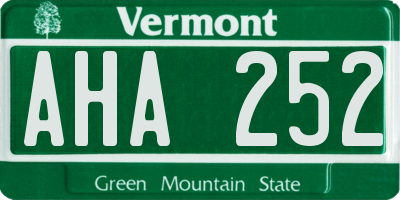 VT license plate AHA252