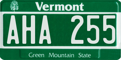 VT license plate AHA255