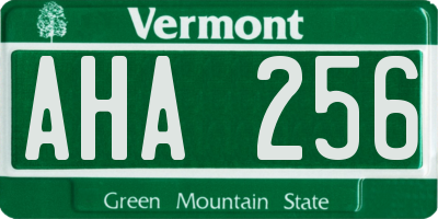VT license plate AHA256