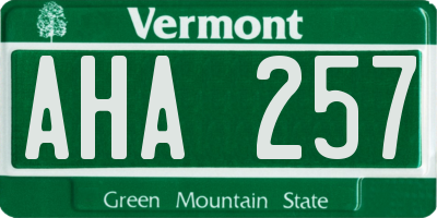 VT license plate AHA257