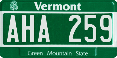 VT license plate AHA259