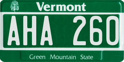 VT license plate AHA260