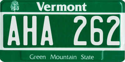 VT license plate AHA262