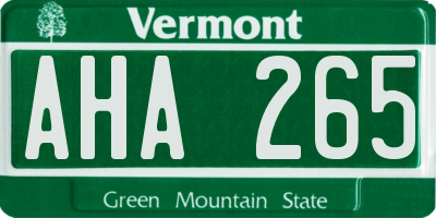 VT license plate AHA265