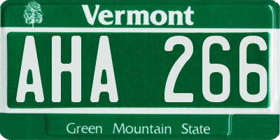 VT license plate AHA266