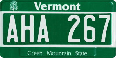 VT license plate AHA267
