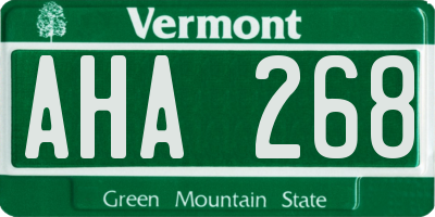VT license plate AHA268