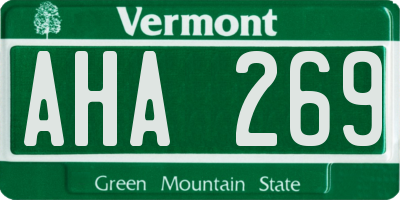 VT license plate AHA269