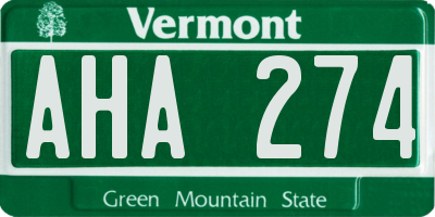 VT license plate AHA274