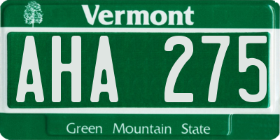 VT license plate AHA275