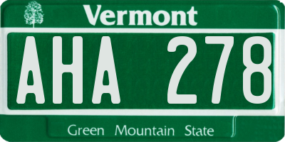 VT license plate AHA278